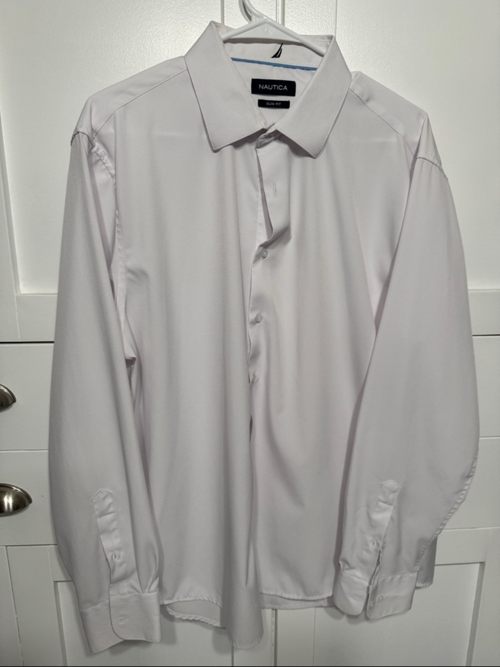 Nautica Men's Light White Long-Sleeve Dress Shirt